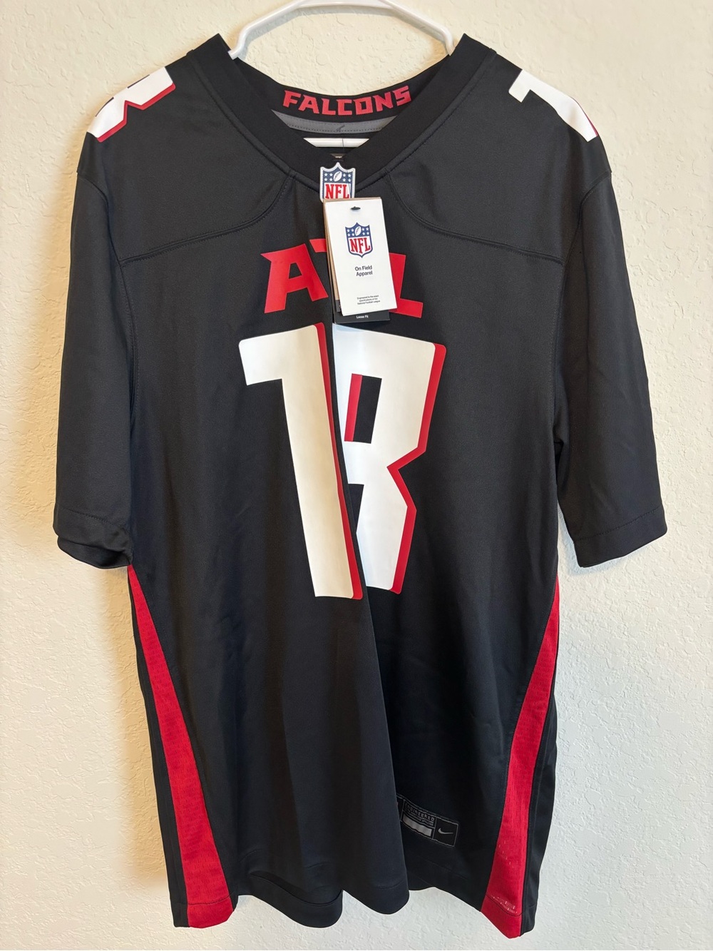 NFL Falcons Black Red and White Kids #18 Jersey Long T-shirt